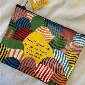 Blue Q Zipper Pouch Recycled Plastic Don’t Give Up